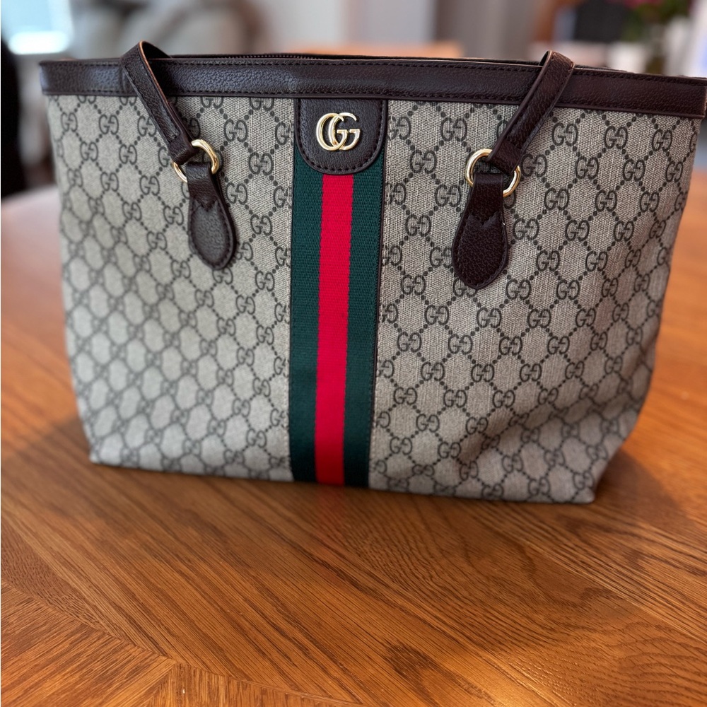Gucci Cream and Brown Tote Bag